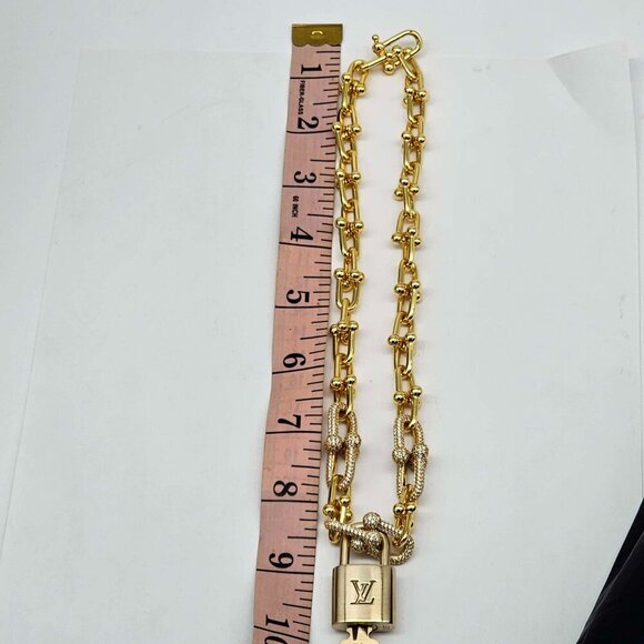 Auth Louis Vuitton Lock & Key w/Unbranded 925 Pure Silver Gold Plated Necklace - Picture 6 of 13